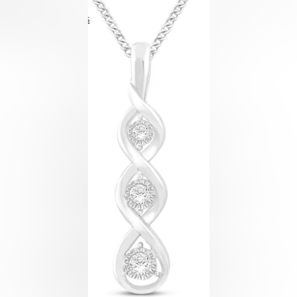 3 Stone Diamond 1/4 ct Sterling Necklace and Bracelet